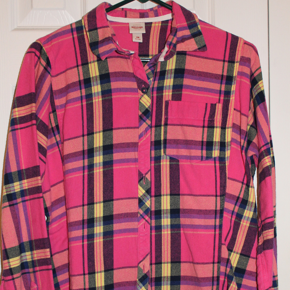 Mossimo Pink Flannel Shirt Size Medium